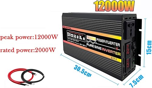 Miniatura 2 de DC 12V 24V a AC 220V Sistema de energía solar 12000W Inversor de onda sinusoidal pura hogar al aire libre RV coche inversor de alta potencia (Color