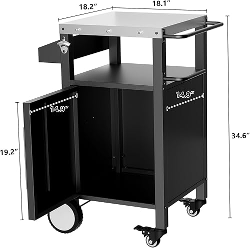 Miniatura 5 de Carrito de parrilla al aire libre con muebles de patio, mesa de parrilla al aire libre con almacenamiento, carrito de barra rodante para barbacoa al