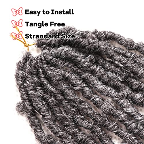Butterfly Locs Crochet Hair 6 Packs Pre Looped Distressed Locs Crochet Braids Bob Butterfly Locs (TGrey, 18 Inch (6 Packs)) - Image 4