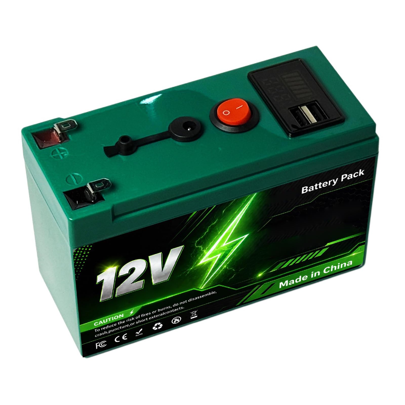 Batteria al Litio Ferro fosfato 12V Batteria al Litio | Batteria al litio portatile da esterno da 12 V 6 Ah 8 Ah 10 Ah 12 Ah 15 Ah, batteria di ricambio da 12 Volt per luci a LED