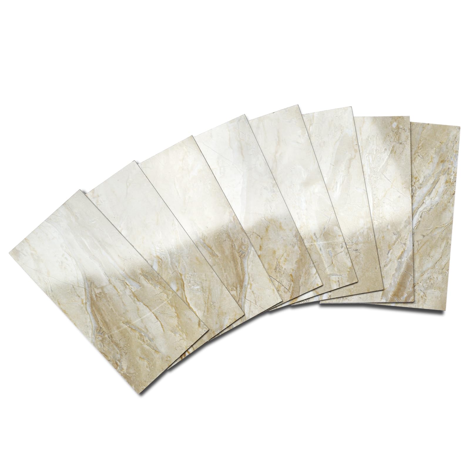 100 Pieces Peel and Stick backsplash 3 x 6 Inches 3D Polished Beige PVC Composite Wall Tile Stick on Backsplash Tile for Kitchen Bathroom, Laundry Room, Camper, Fireplace