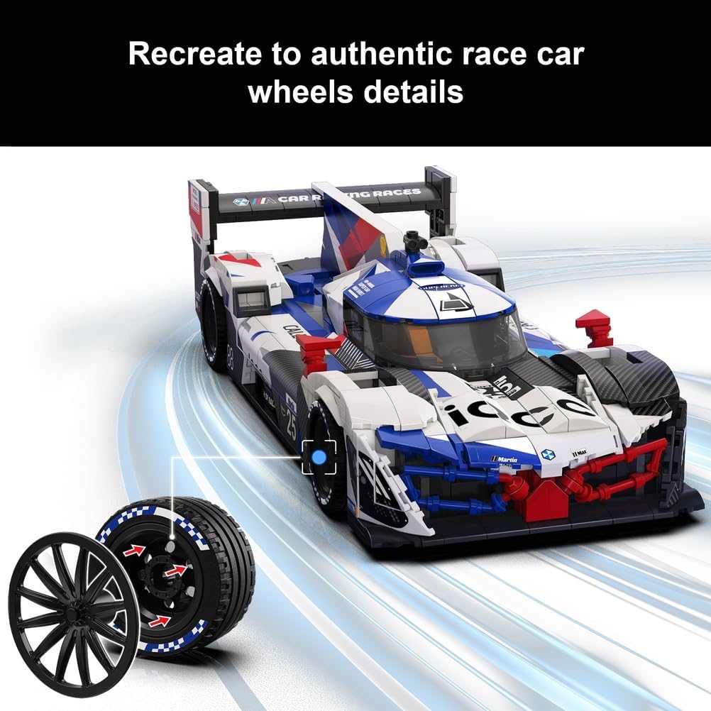 Le M Hybrid V8 Hypercar Model Car Kit - Building Set for Adults, 1:16 Scale 24H Hybrid Race Car to Display or Play, Racing Gift for Birthdays and Motorsport Fans, (1067PCS, A-Y26002)