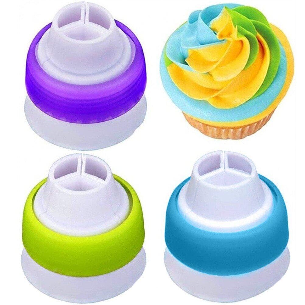 Casiler As Show 3 Packs 3 Color Icing Piping Bag Russian Nozzle Converter Coupler Icing Cake Decor Tools For Cupcake Fondant Cookie