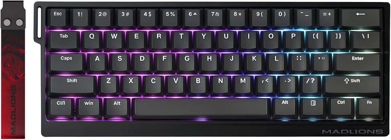 FOXMM MAD 60 Pro HE Clavier Gamer 60% RVB Filaire, Rapid Trigger 8000 Hz, Switchs Magnétiques Effet Hall, Ultra Précision RT 0,01 mm, Actionnement Réglable, pour Jeux FPS, Noir