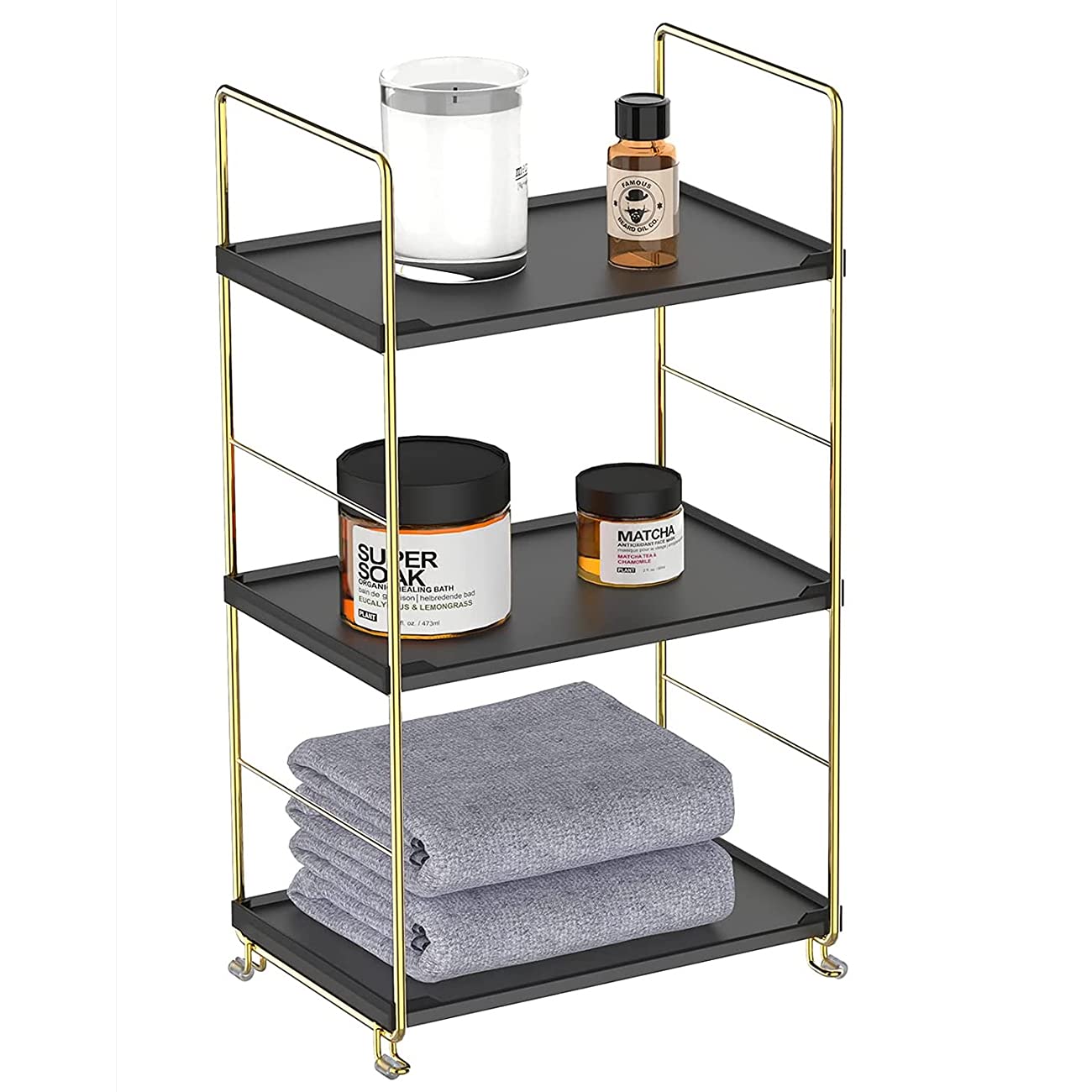 Freestanding Organizer Shelf, 3-Tier Bathroom Countertop Organizer, Makeup Organizer -Corner Storage Shelf, Kitchen Spice Rack,Standing Shelf for