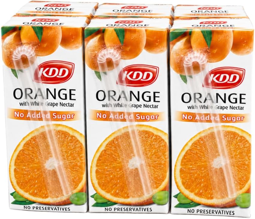 Orange Nectar Juice, No Added Sugar, 100% Natural, 180ml Pack of 6
