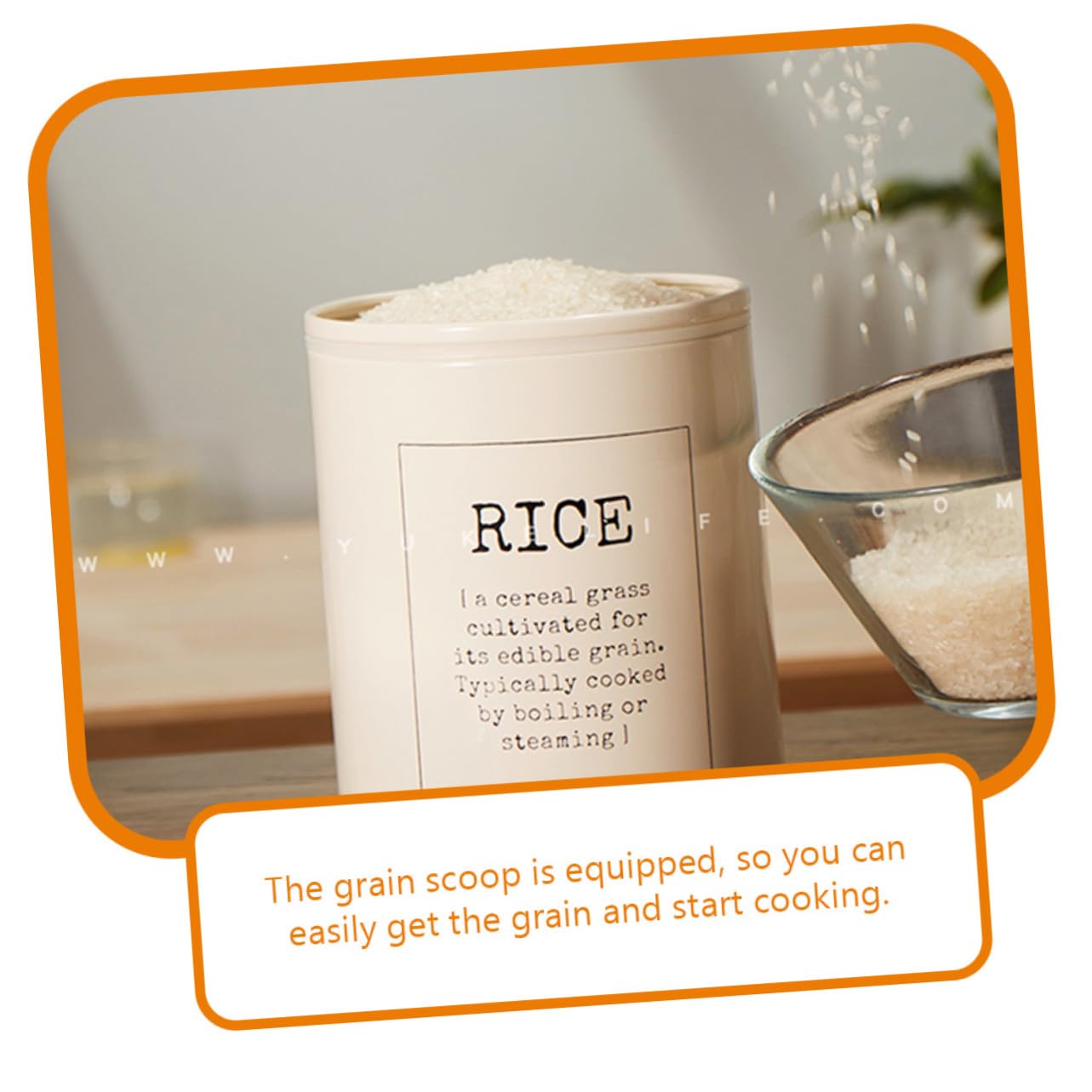 Artibetter Conteneur Hermétique Stockage Riz Grosse Capacité en Métal Beige Couvercle et Cuillère à Grains Style Européen pour Usage Domestique