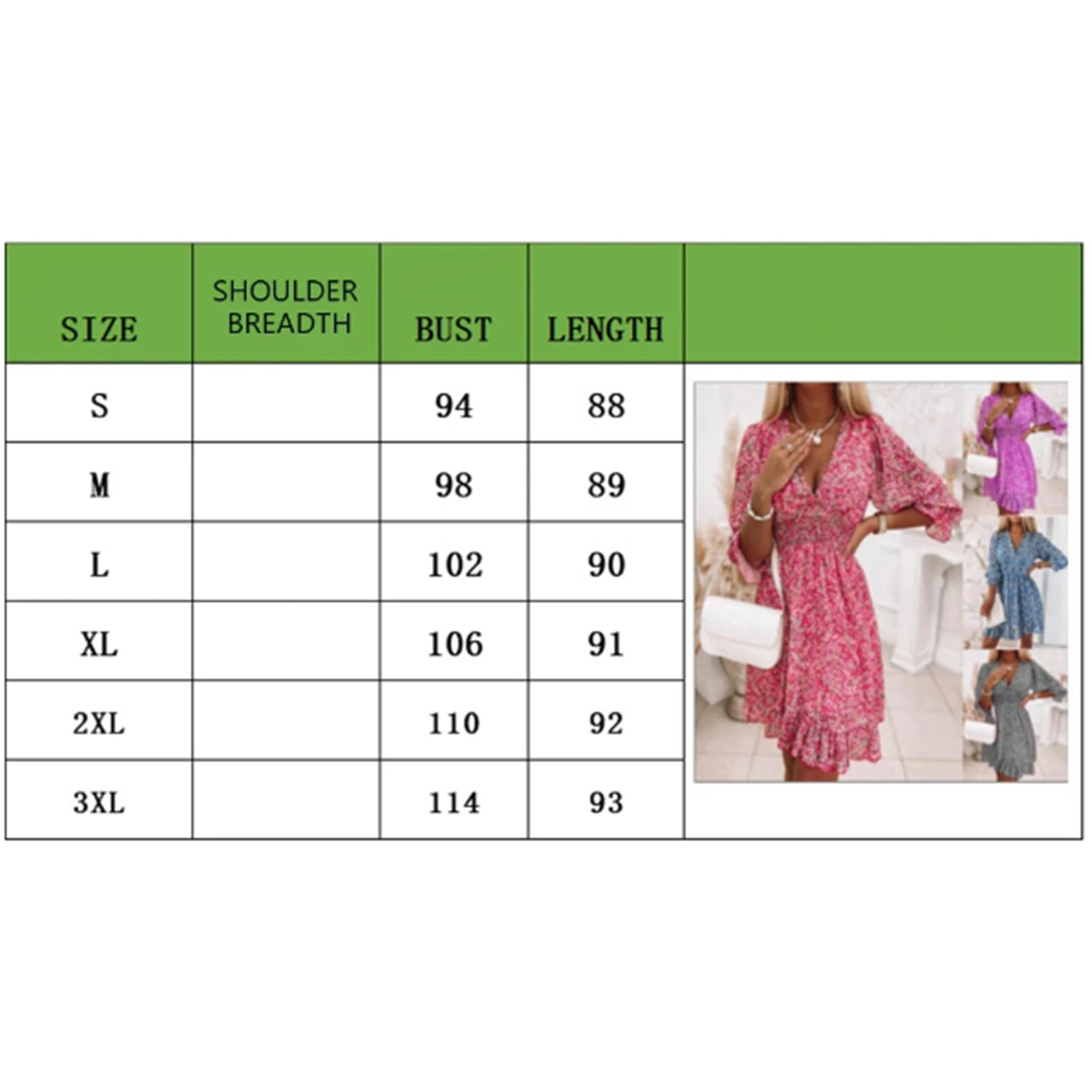 Aumentar el Tamaño de Los Chalecos de Cuello V de Manga de Burbuja de Verano Estampados Vestidos de Manga Corta con Flores Delgadas en Forma de a, HUTALIM, Verde, 3XL