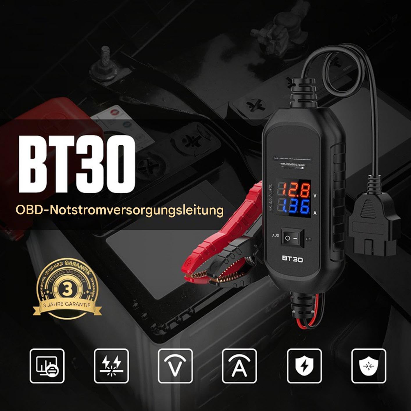 Salvamemoria per Batteria Auto Dispositivo Memoria Auto Cavo Alimentazione | Connettore Alimentazione Pronto all'Uso Protettore per Manutenzione Auto Riparazione Autoveicoli Camper
