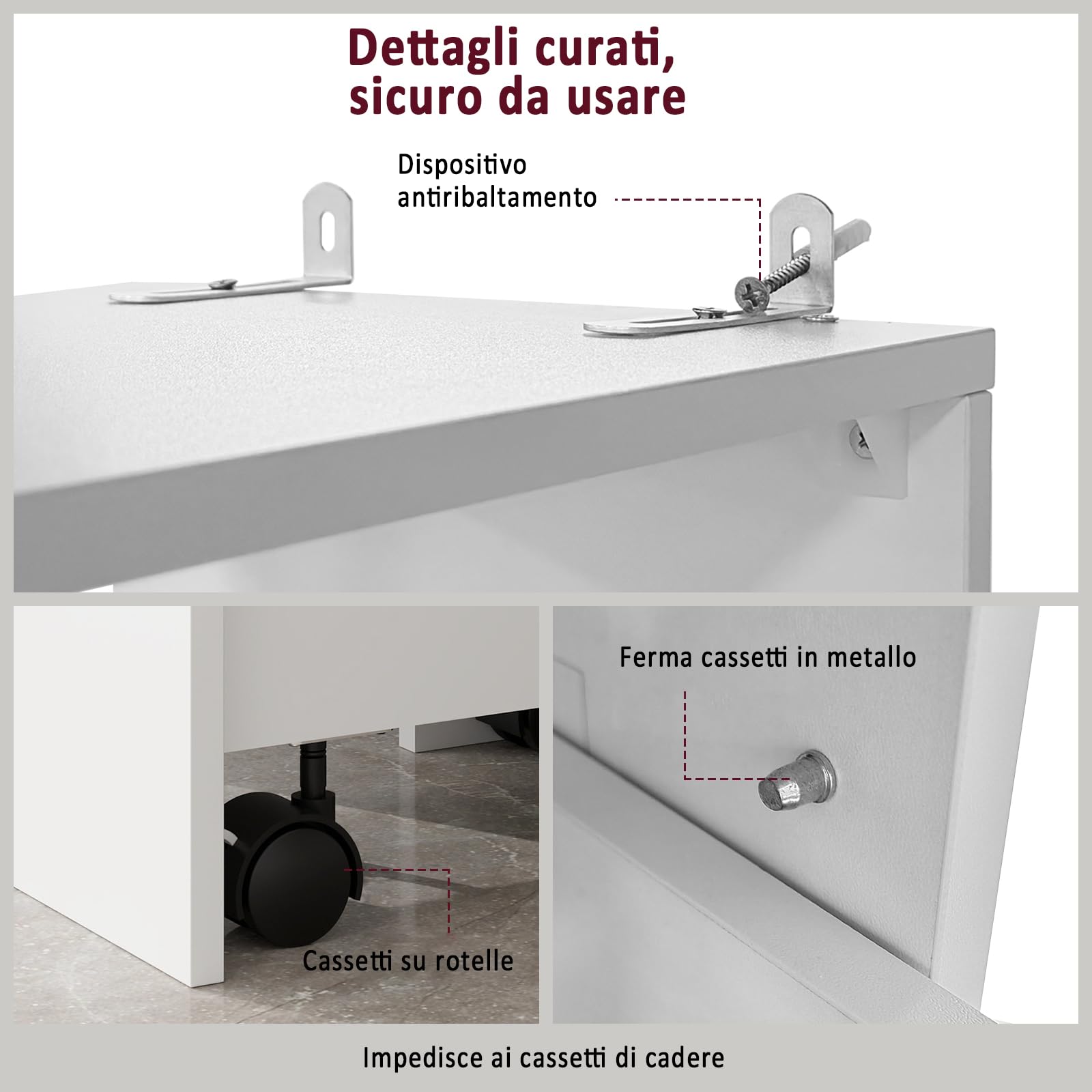 YU YUSING Mobiletto Bagno Salvaspazio Stretto 23cm, Mobile Bagno Alto 167cm | con 2 Cassetti e Ruote, Colonna Bagno con Ripiano Portaoggetti, Armadietto Bagno per WC, 3 Scomparti Aperti, Bianco