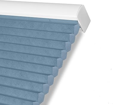 Persilux Light Filtering Cellular Window Shades Cordless Shades Bottom up UV Protection Room Darkening Honeycomb Blinds for Windows, Home and French Doors, Blue, 39" W x 54" H