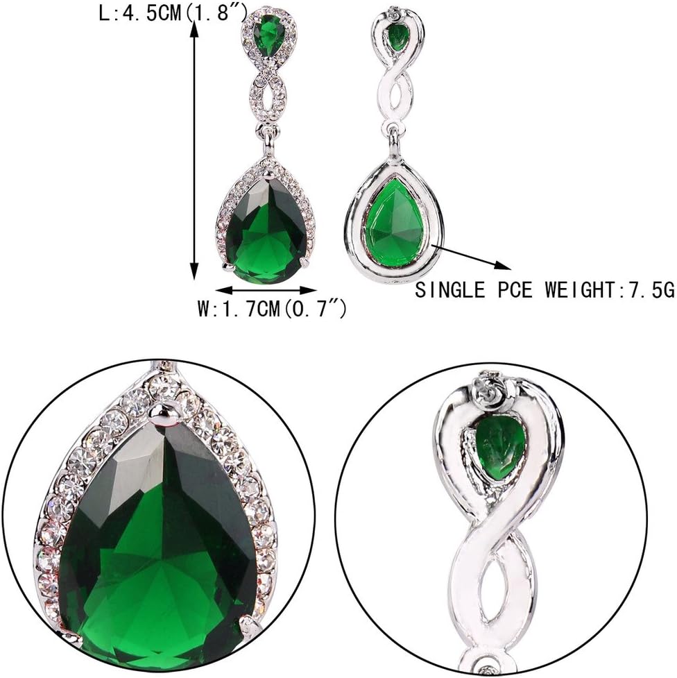 EVER FAITH Cubic Zirconia Wedding Earrings for Women Brides, Austrian Crystal Birthstone 8-Shape Infinity Bridal Dangle Earring - Image 5