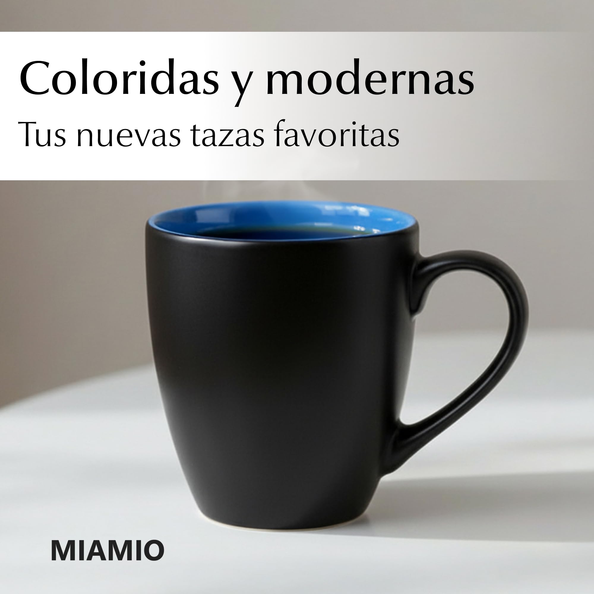 MIAMIO - 6 x 350 ml Juego de Taza de Café/Copa de desayuno - Le Papillon Colección (Negro-Azúl) — view 3