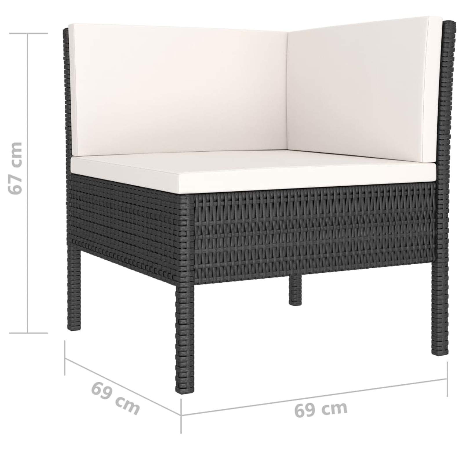 6pz Set Divano Giardino per Esterno, Divano da Esterno, Salotto da Giardino, Divano Rattan, Divani da Giardino, Set Salotto da Esterno con Cuscini in Polyrattan Nero