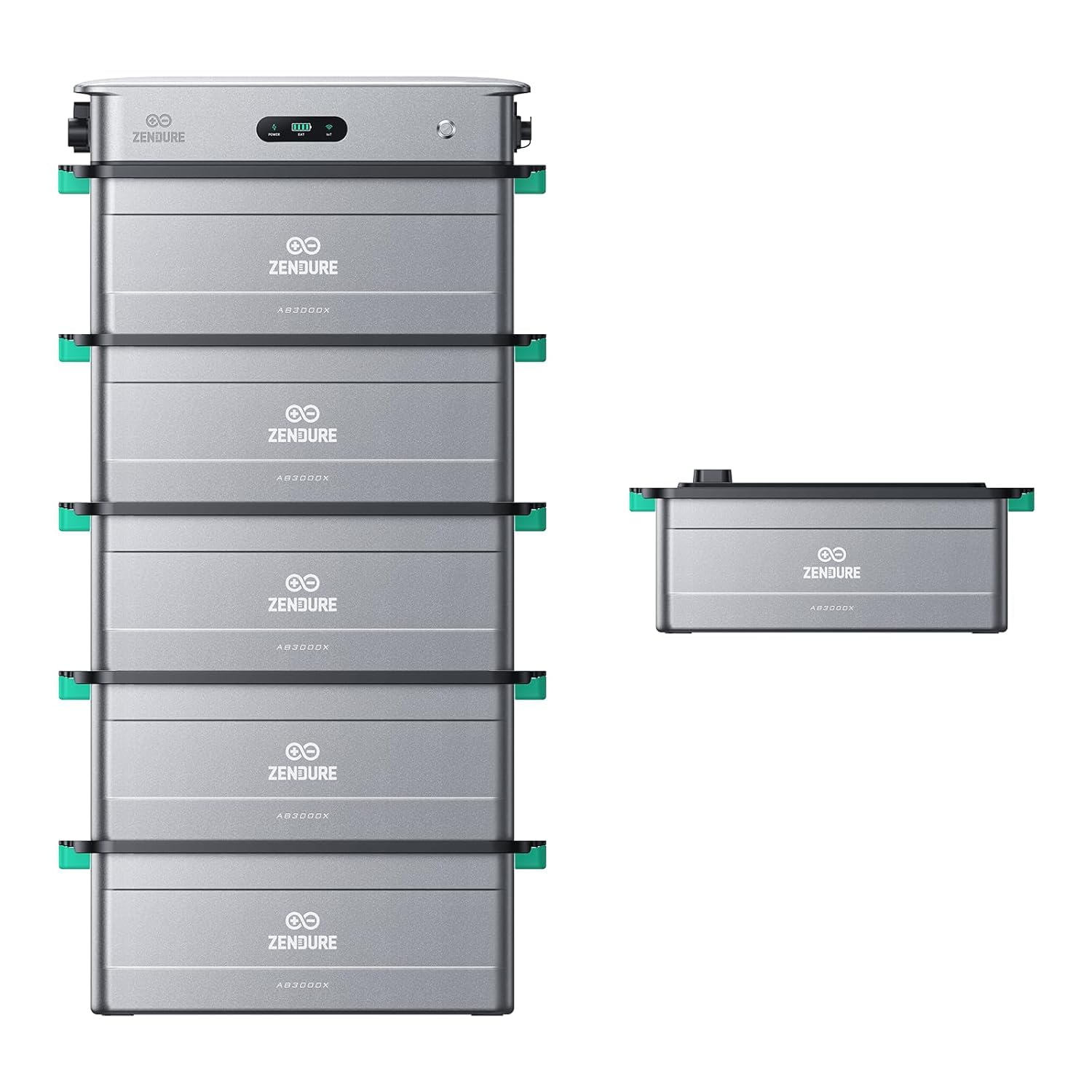 Zendure SolarFlow 2400 AC - KI AC-gekoppelte Energie Management System, 2400W Eingang und Ausgangsleistung, mit 6 AB3000X Akku, 17,28kWh Erweiterbare Kapazität Max., TOU