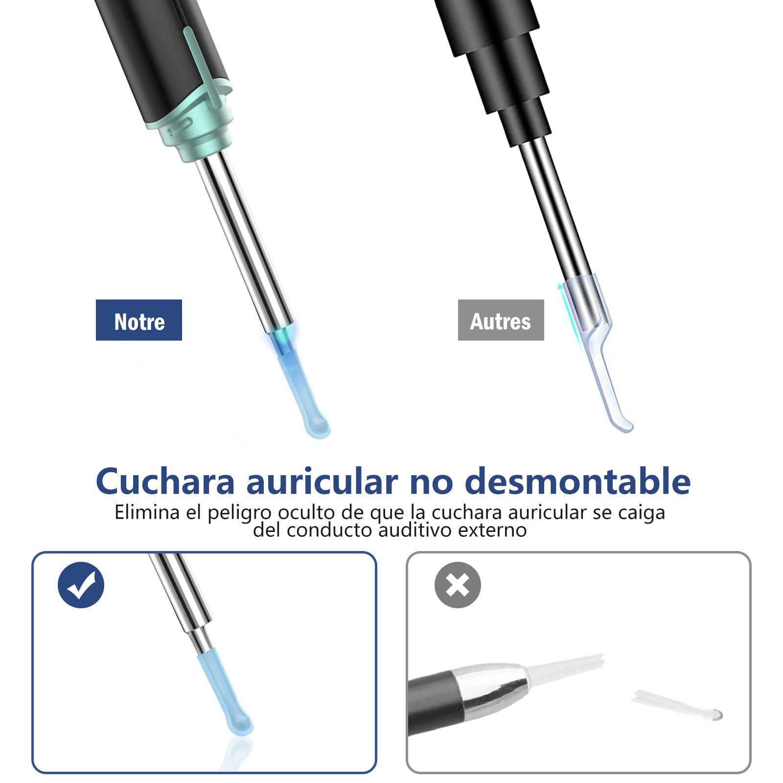 Otoscope Oreille, Nettoyeur Oreille Camera 1920P HD IP67 Étanche, Nettoyage Oreille Cure Oreille Camera avec 6 LED Avec 7 Accessoires Cure Oreille aux IOS et Android (Noir)
