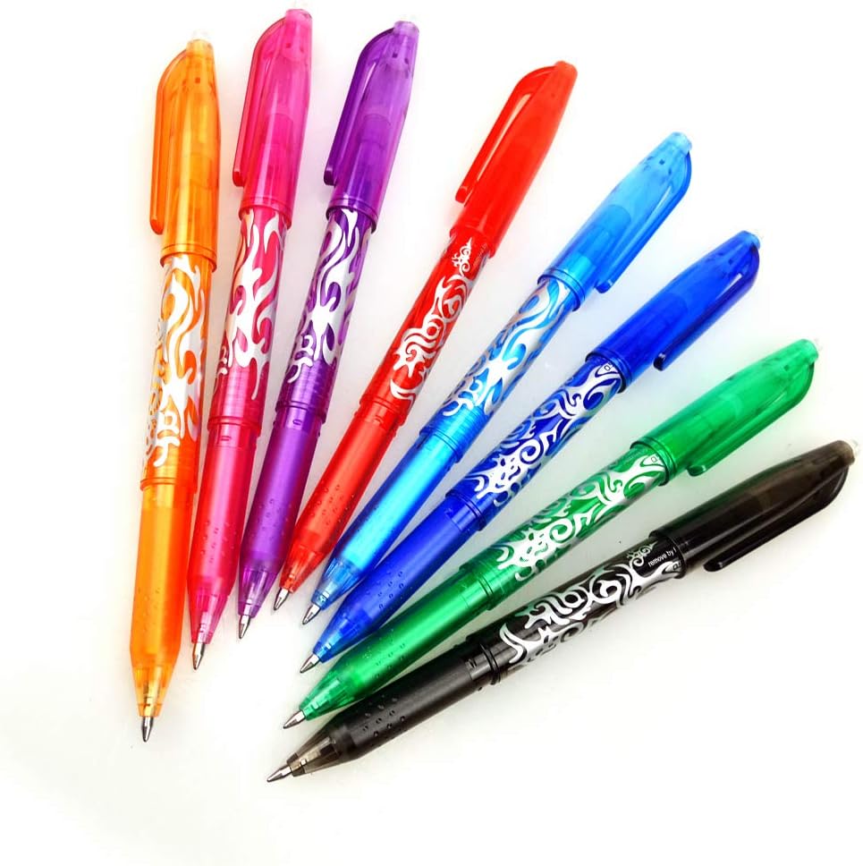 QTQYQJ Erasable Gel Pens Heat Erase Pens for Fabric,8 Pack Assorted Color Inks