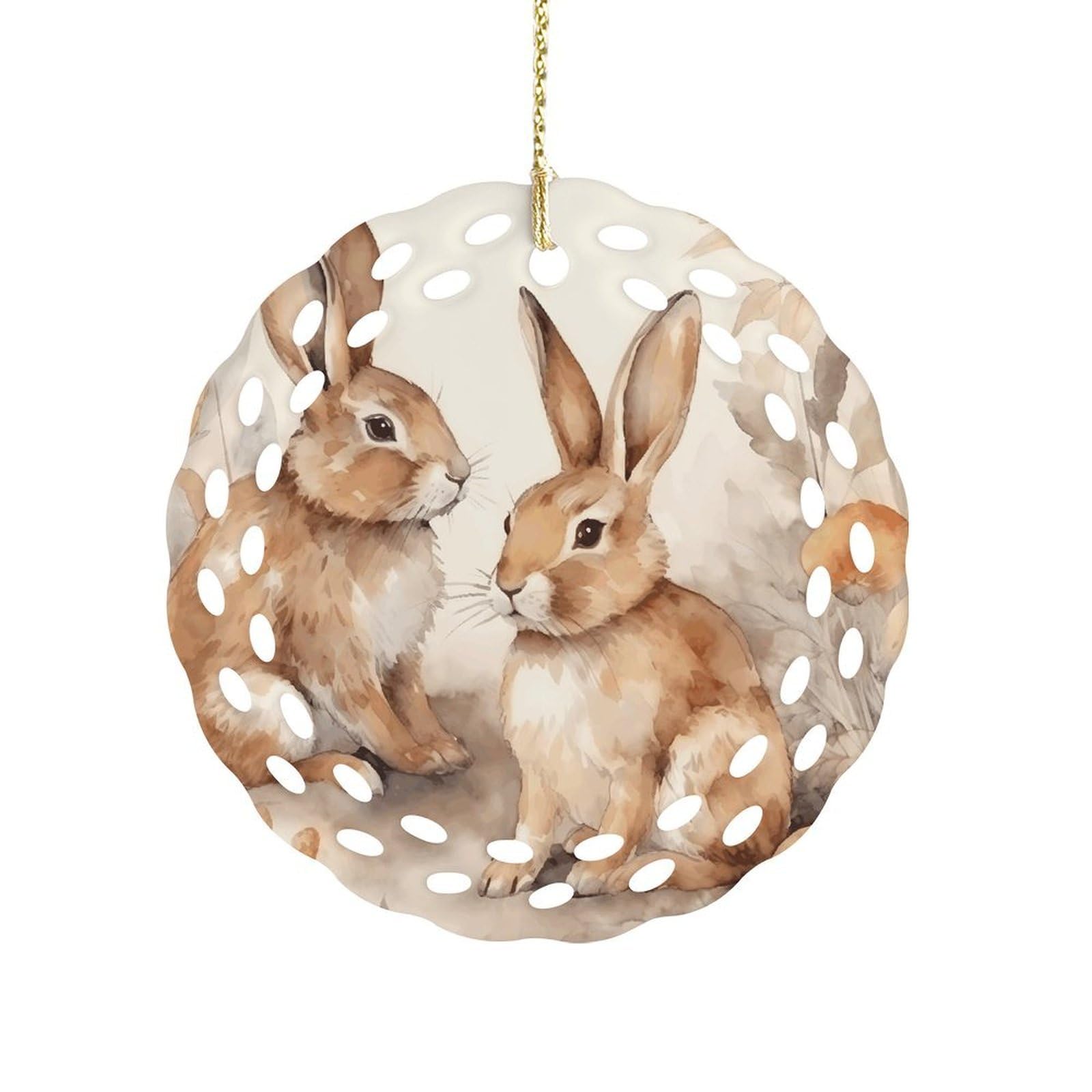 Wsoihfec Women's Style Rabbit Pattern Hanging Ornament 3 Inch Round,1-Pack,Xmas Decor -Two-Sided Printed,Friend Ornament Gifts For Friends Coworker Sisters