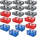 17-teiliges Set, Bäckerkisten/Eurobehälter durchbrochen, Grundmaß LxB 600x400 mm, H 150-320 mm, 27-63 Liter, blau, grau, rot