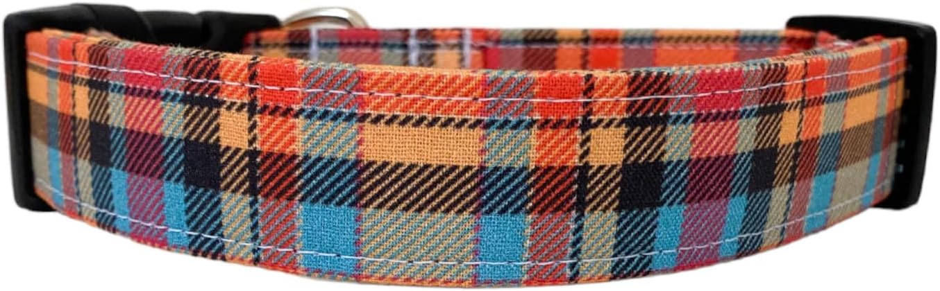 Orange Plaid Dog Collar (Large)