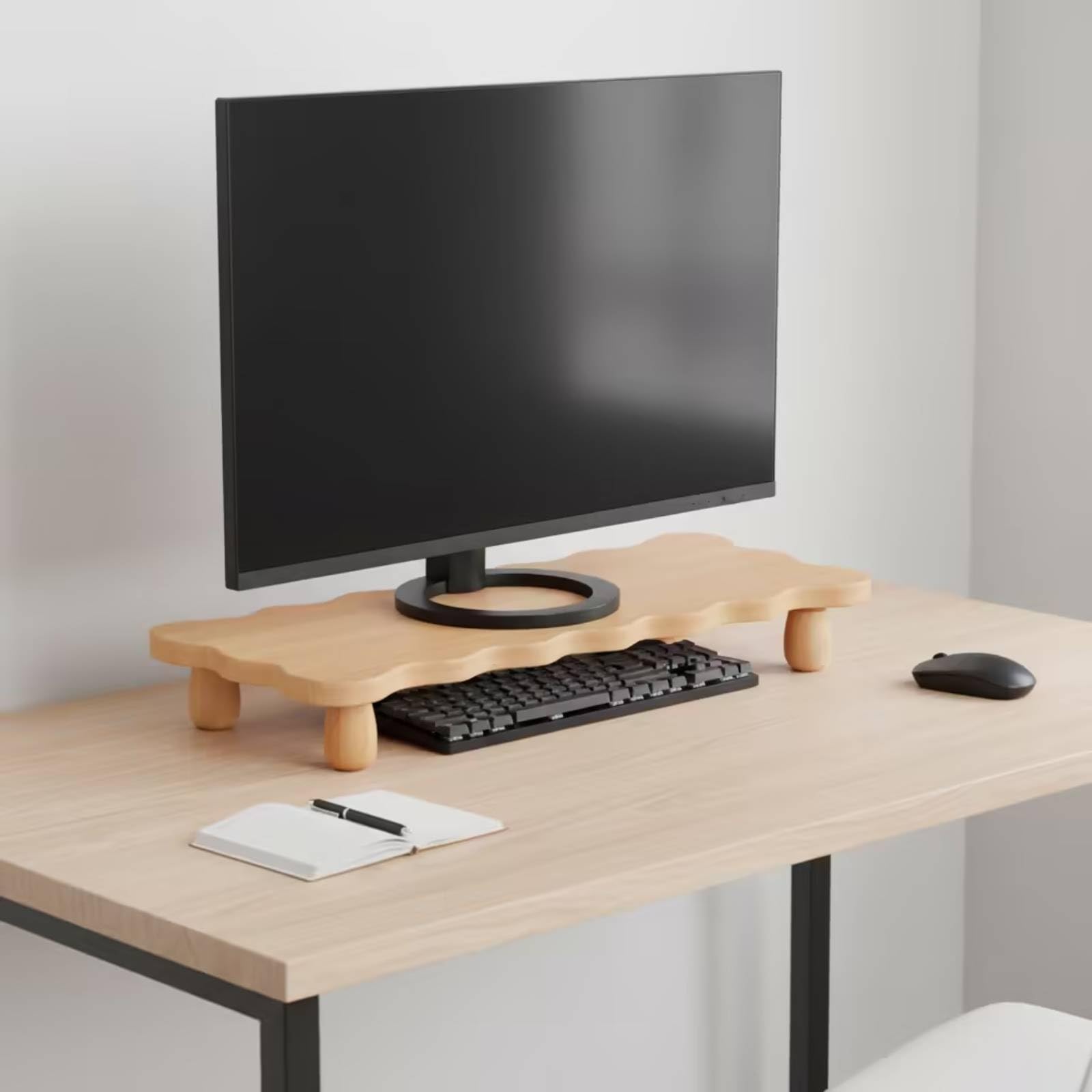 Rialzo da Scrivania a Forma di Linee Morbide Salvaspazio Supporto Ergonomico Arredo per Professionisti , 60 X 20 Cm