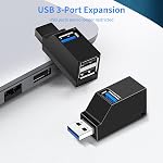 USB hub, Mini USB 3.0 Hub, 3 Port Hub (USB 3.0 + 2 USB 2.0), Adapter High Speed Expansion for PC Laptop, Desktop, XPS, Mac-Book, Surface Pro, USB Flash Drives, Mobile HDD