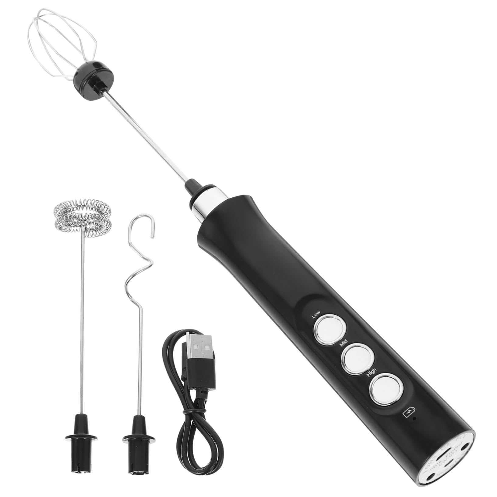 ABOOFAN Electric Milk Frother Rechargeable Handheld Mixer for Coffee Lattes and Drinks Portable Cordless Whisk for Effortless Frothing and Stirring for Home