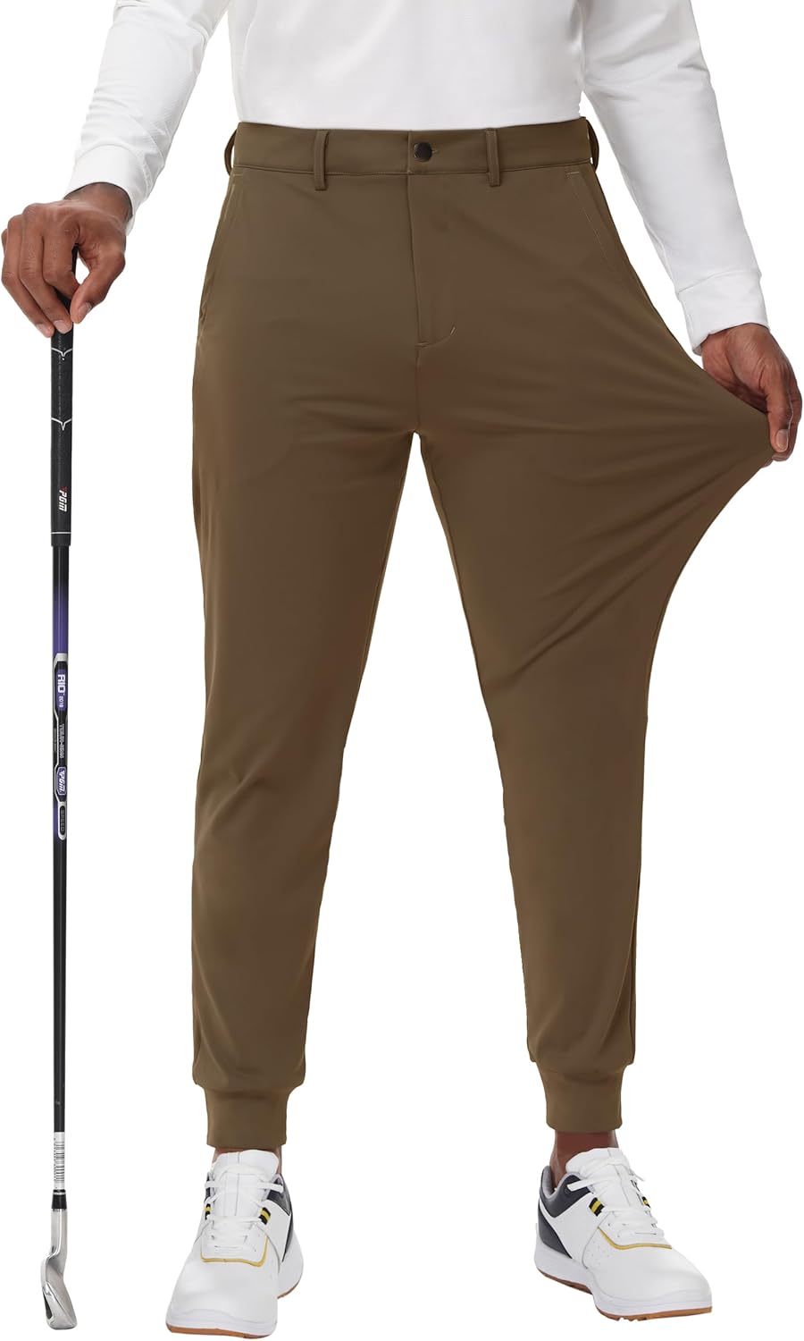 JWM Men's Stretch Golf Joggers Pants with Belt Loops - 29" 34" Slim Fit Tapered Casual Business Travel Dress Work Sweatpants - Image 2