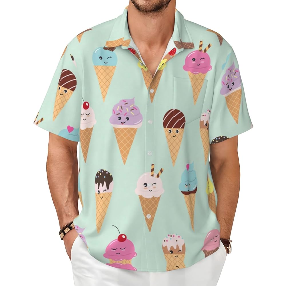 Amazon.com: Ice Cream Cones Printing Men's Short Sleeve