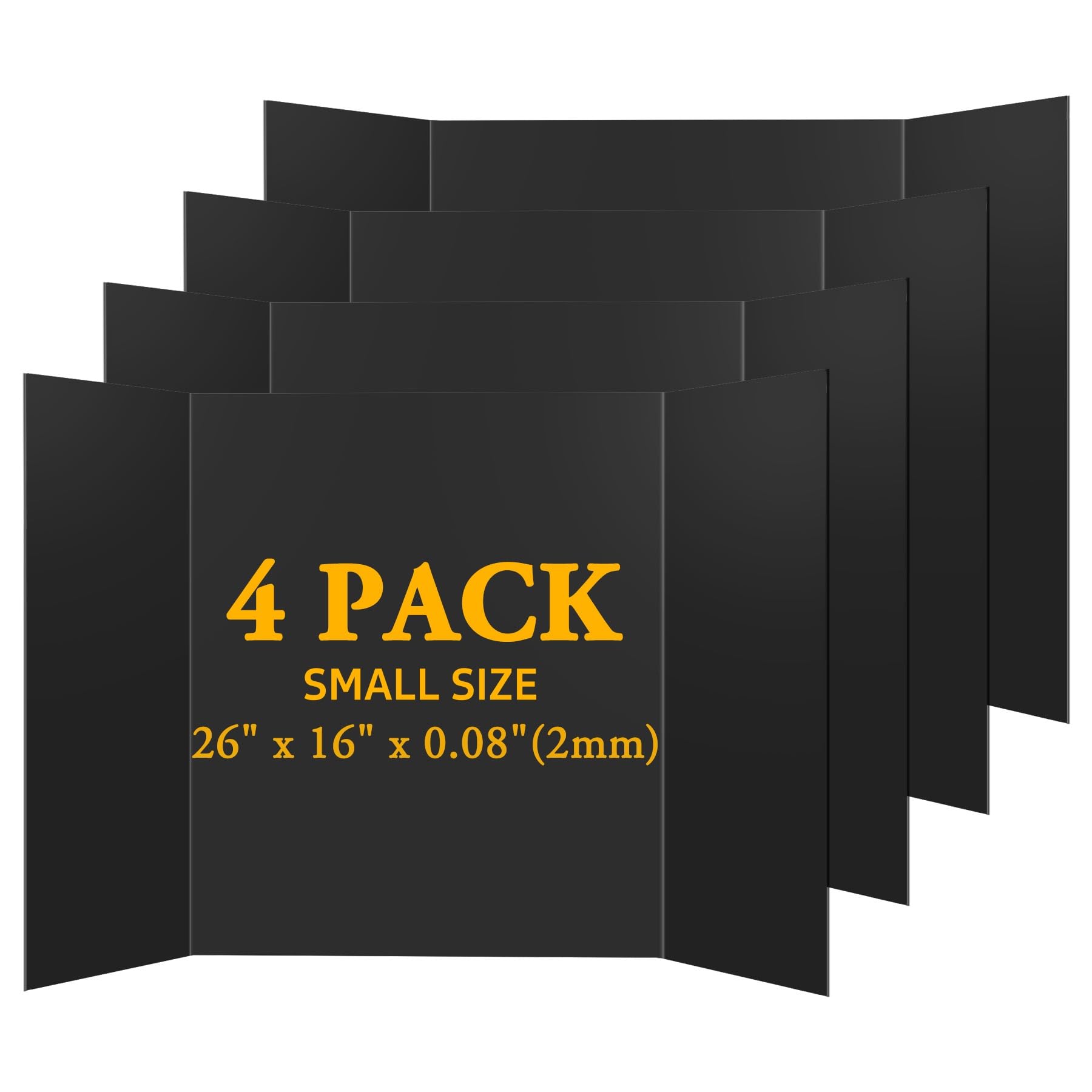 AKONEGE 4PCS Black Trifold Poster Board 26"x16" for Display &amp; Presentation