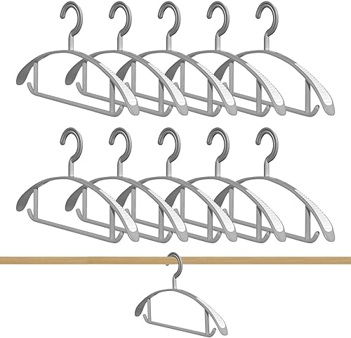 Miniatura 6 de Paquete de 10 ganchos anchos para colgar el hombro, antideslizante para ropa, organizador de armario con barra de pantalones, percha resistente,