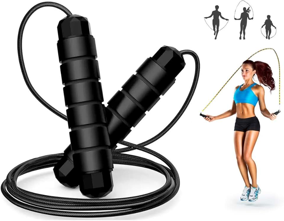 Corda De Pular MK FIT - Profissional Fitness Ajustável De 3m Com Rolamento e Cabo De Aço Revestido