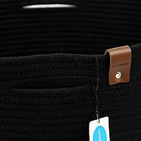 Vista 3 de Casaphoria Cesta de cuerda de algodón XXXL para sala de estar, cesta de almacenamiento tejida con asa para mantas, toallas y almohadas, cesta