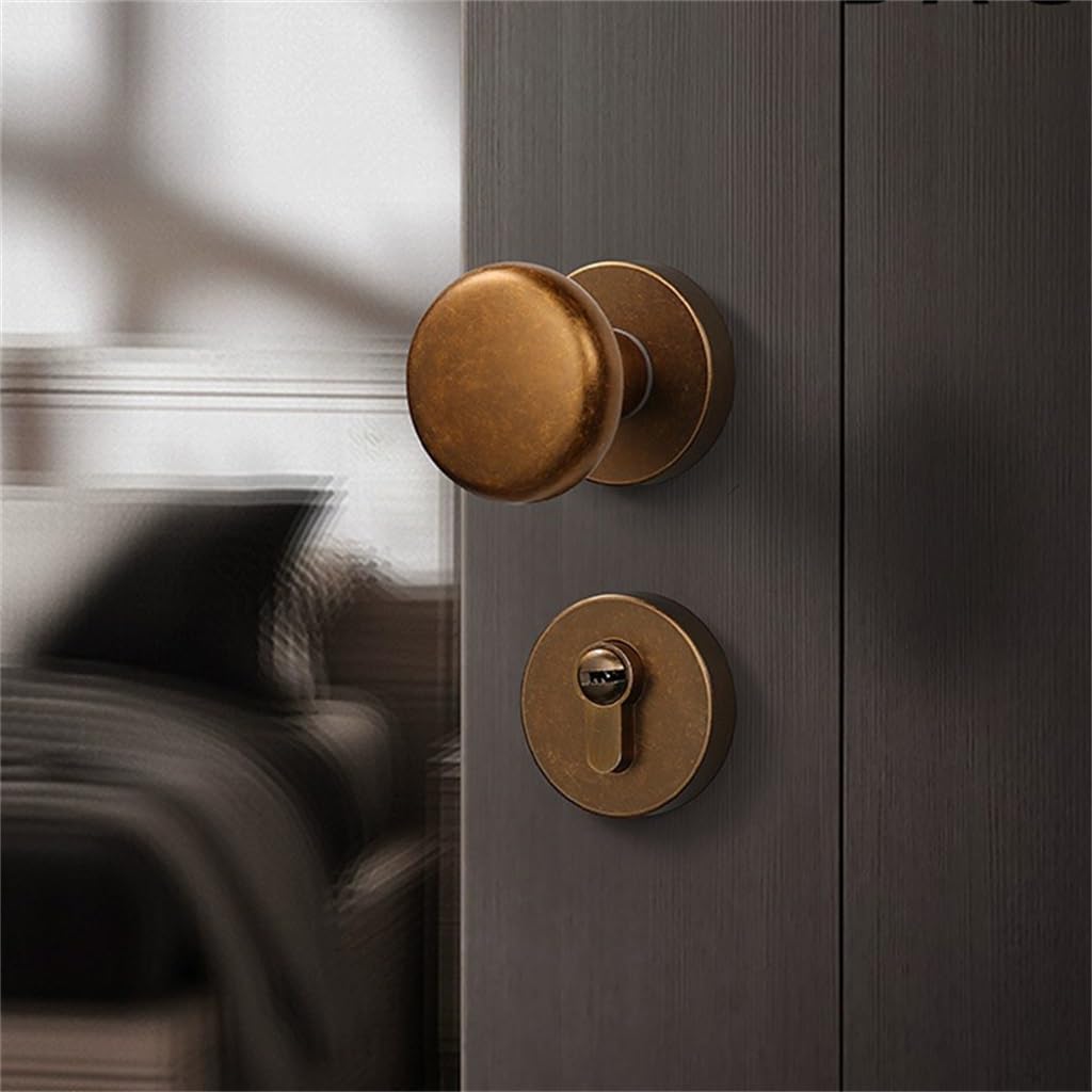 Cerradura De Puerta For Interior De Dormitorio, Cerradura De Puerta Silenciosa De Latón Antiguo For Habitación, Manija De Puerta De Madera Maciza