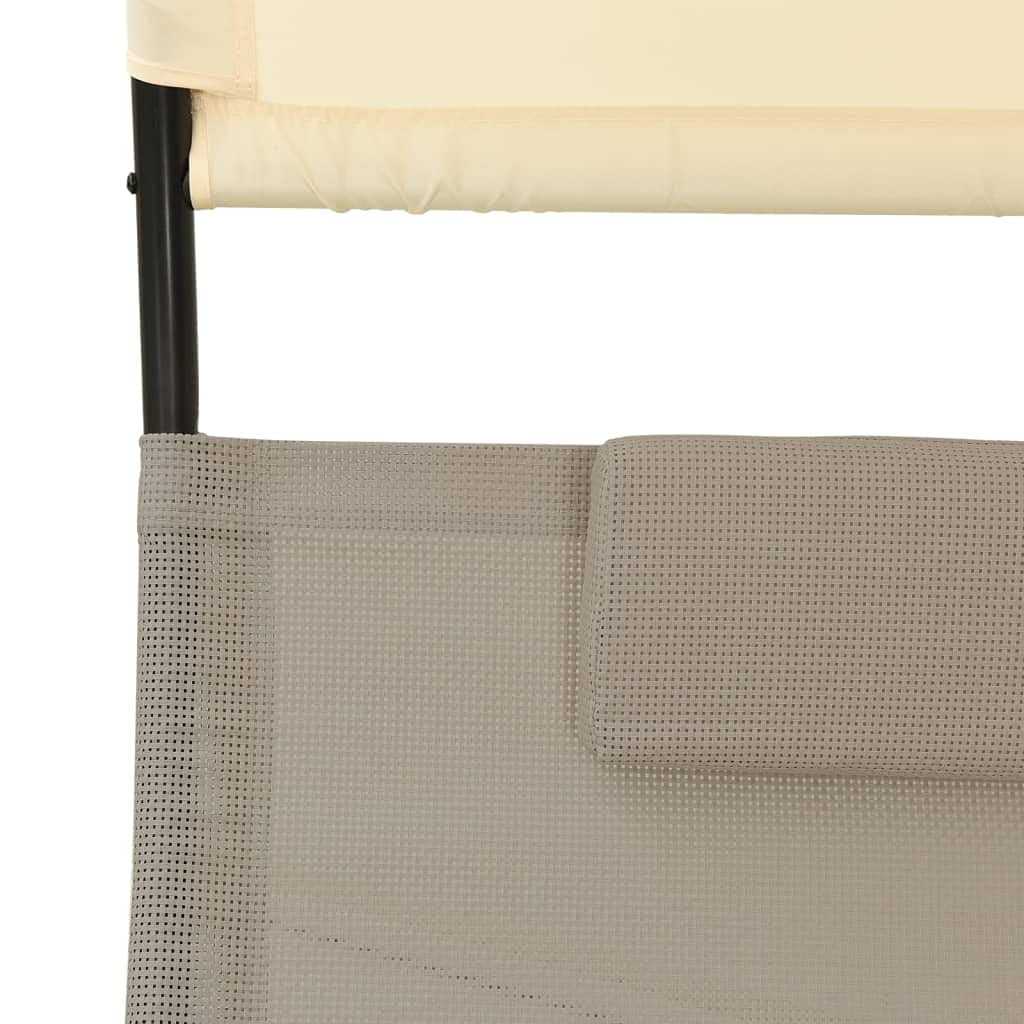 vidaXL Lettino Prendisole Doppio Baldacchino in Textilene Talpa Crema