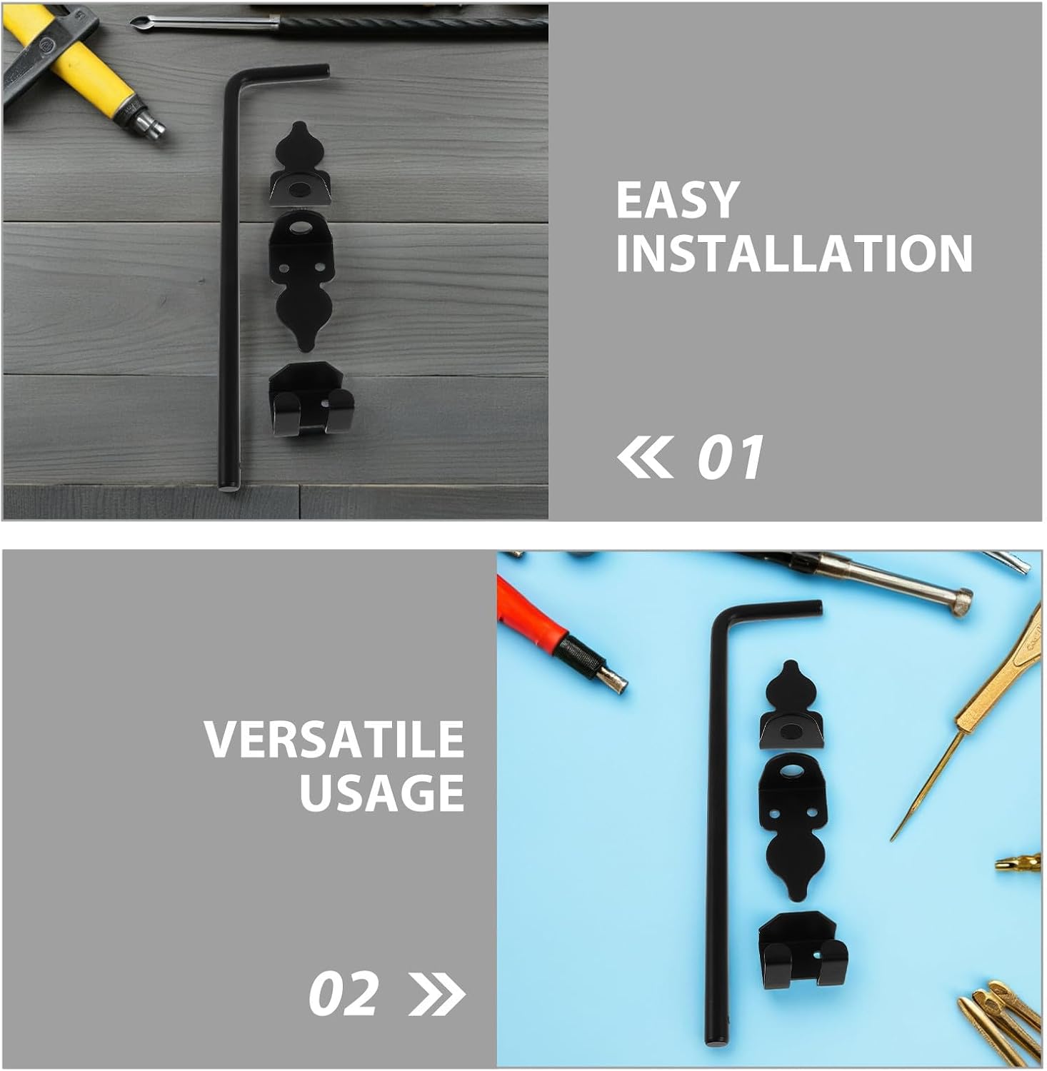 Heavy Duty Cane Bolt Gate Drop Rod 12-inch Garden Door Latch with Ground Latch for Wood Metal Fence Gates Outdoor, 2pcs