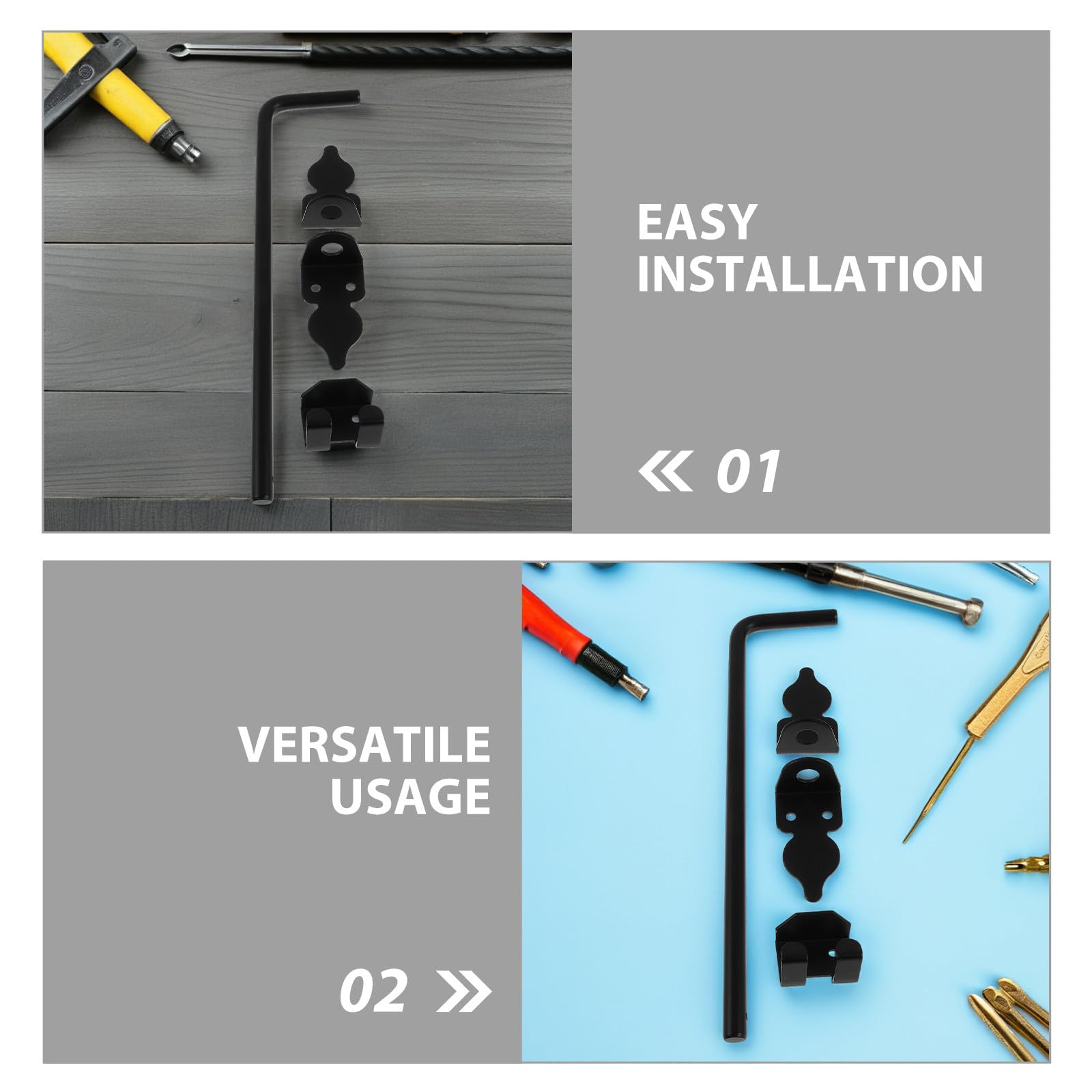 DOITOOL 2pcs Verrou de Sol Robuste 30 cm pour Portail en Métal, Bois ou PVC - Loquet Double Battant Noir