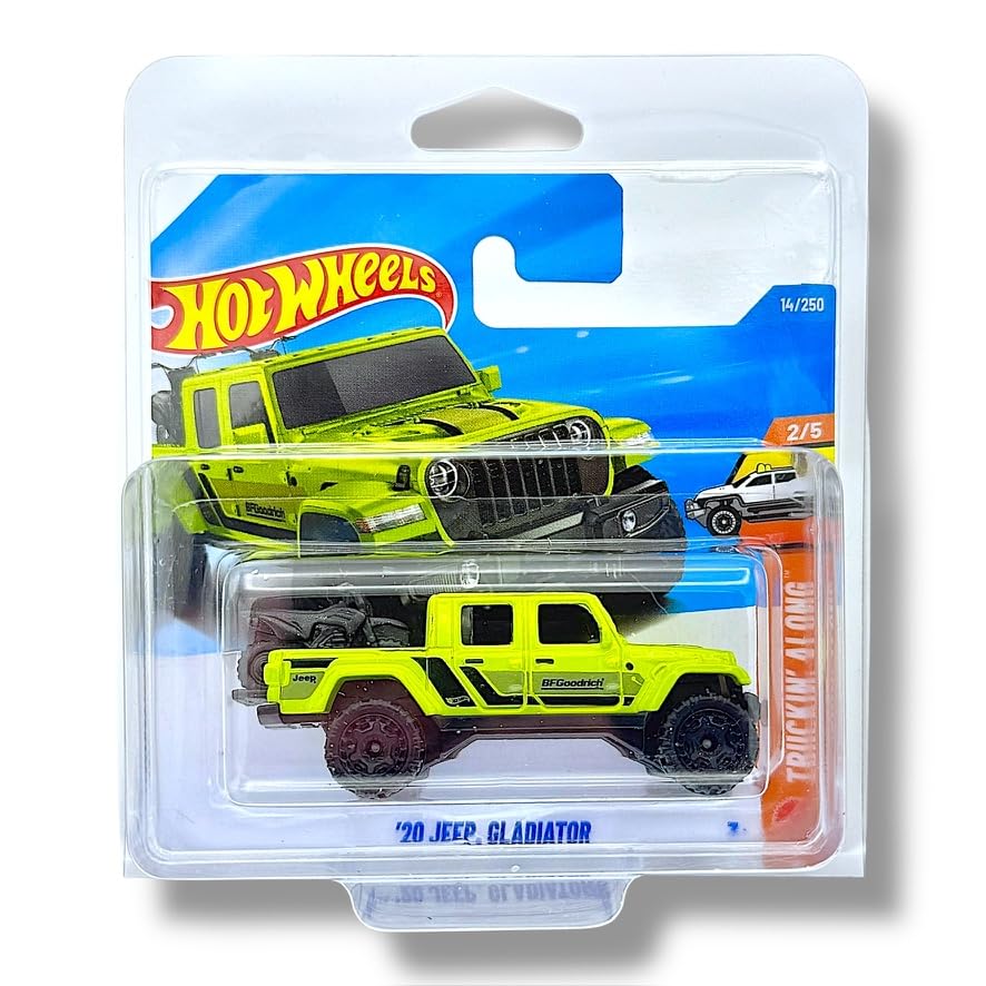 Hot Wheels '20 Jeep Gladiator (Lime Green & Black) 2/5 Truckin' Along - 2026-14/250 (Short Card) - includes a KLAS Car Keeper Protector Case - JJH91