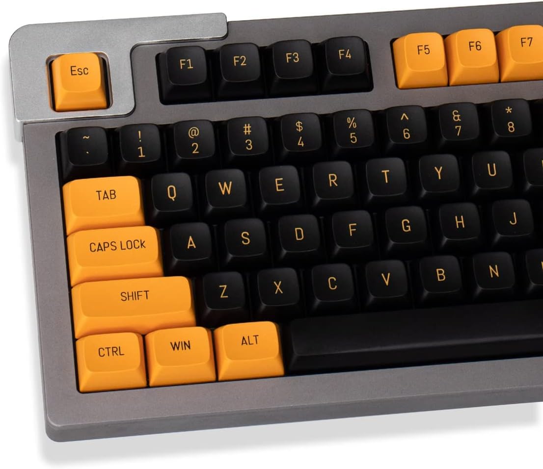 mintcaps Black and Orange Keycaps Set Doubleshot MSA Profile 150 Keys Custom Keycaps for Cherry MX 61/64/68/84/87/96/104/108 Mechanical Keyboard