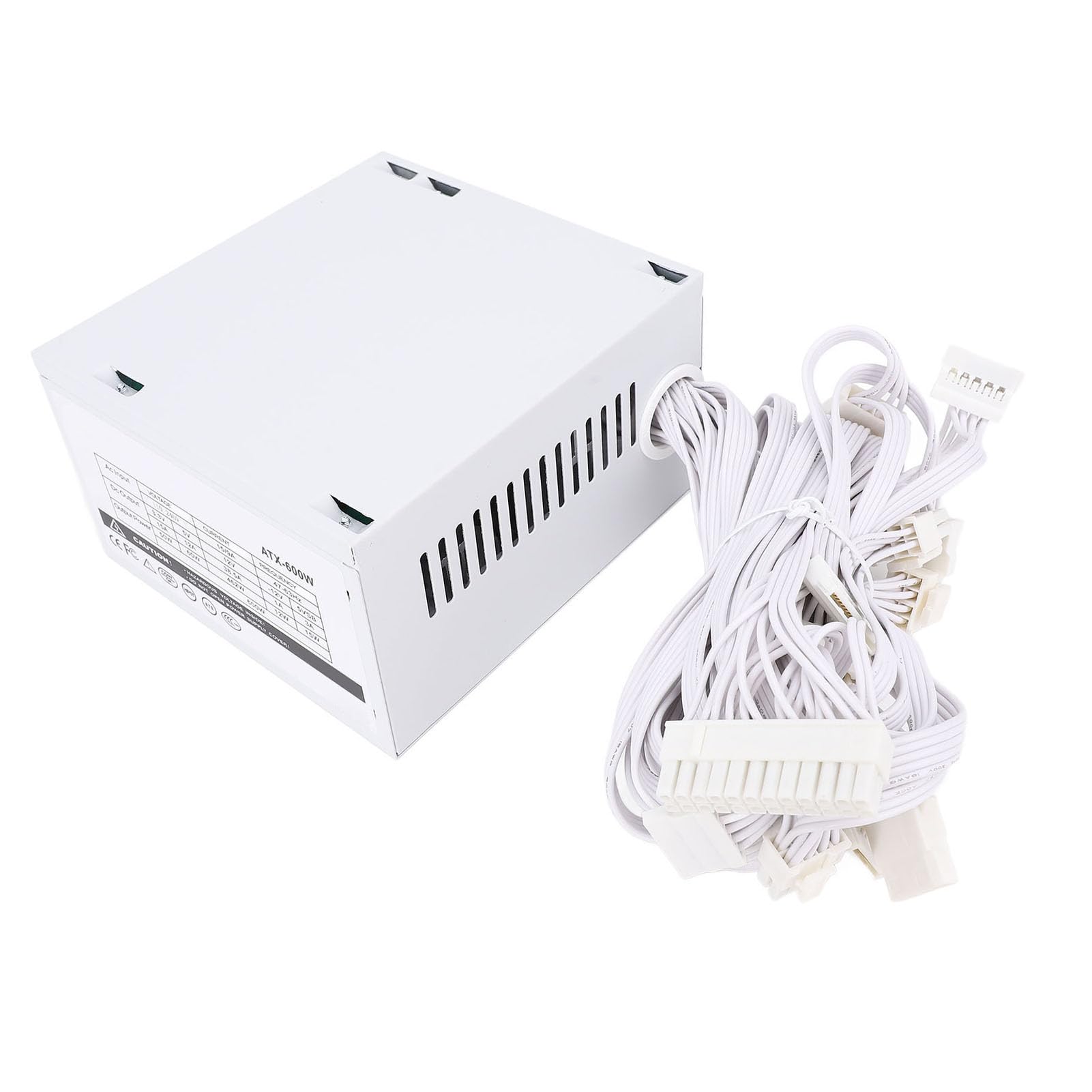 Emoshayoga Alimentatore ATX Modulare da 600 W con Controllo Intelligente della Temperatura per PC Costruito a Risparmio Energetico, Colore Bianco