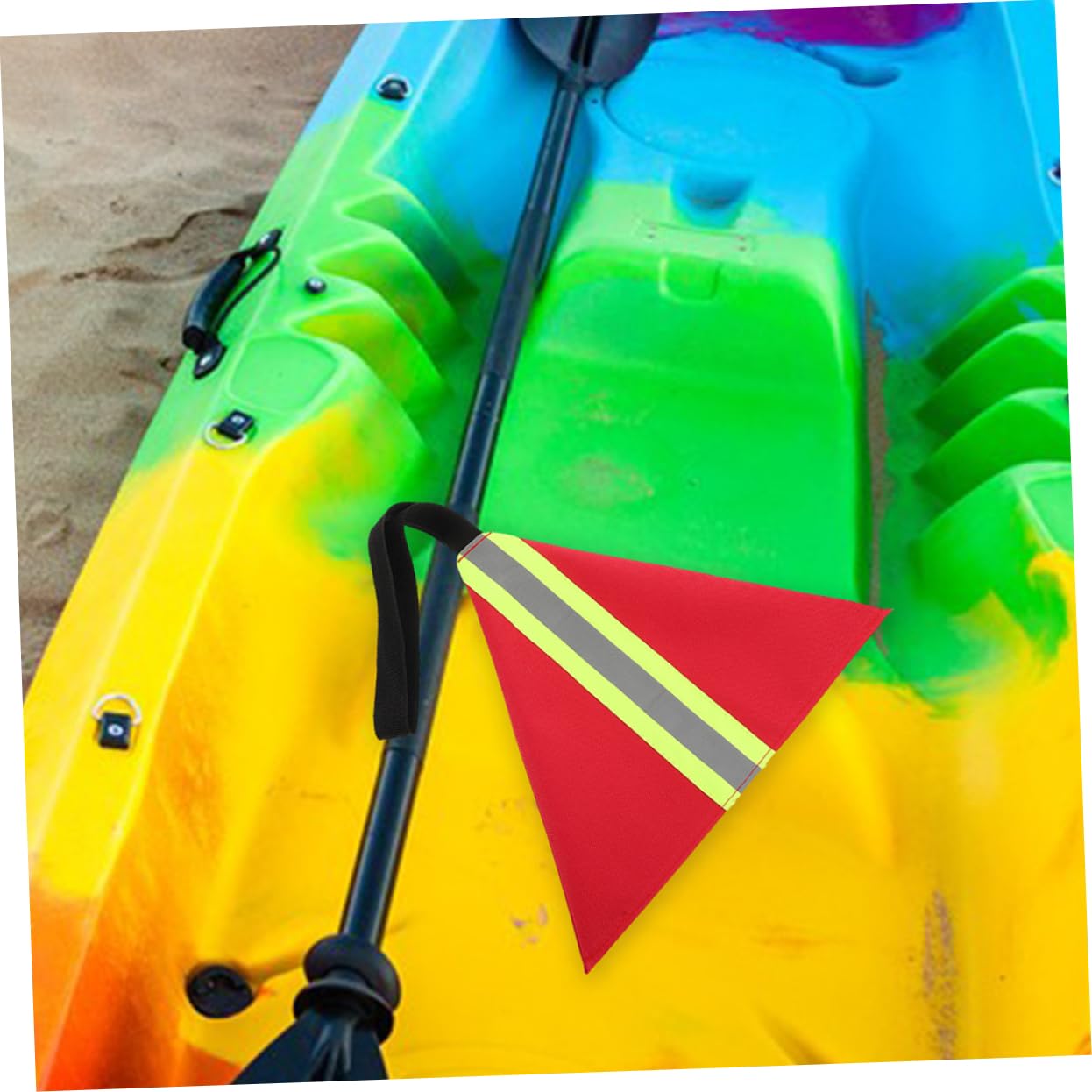 Mikikit Drapeau de Sécurité pour Kayak, Rouge, Bande Réfléchissante, Tissu Oxford, 3 Pièces, Léger et Portable pour Océans et Lacs | Toile Oxford, Bande Réfléchissante et Sangle, pour Sports Nautiques, Transport en Mer, Usage Léger