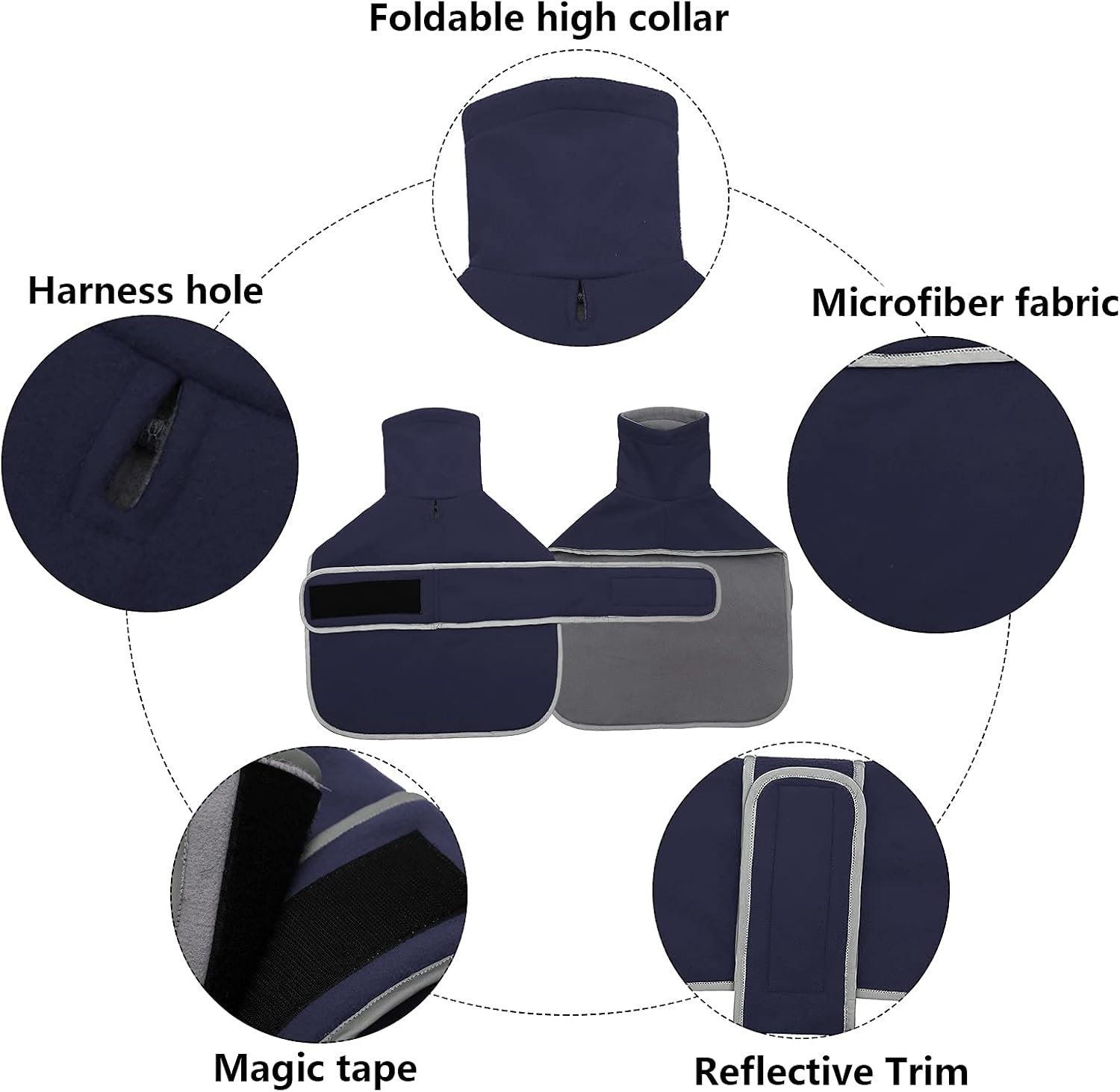 Warm Thermal Quilted Dachshund Coat, Dog Winter Coat with Warm Fleece Lining, Outdoor Dog Apparel with Adjustable Bands for Dog-Navy-M - Image 3
