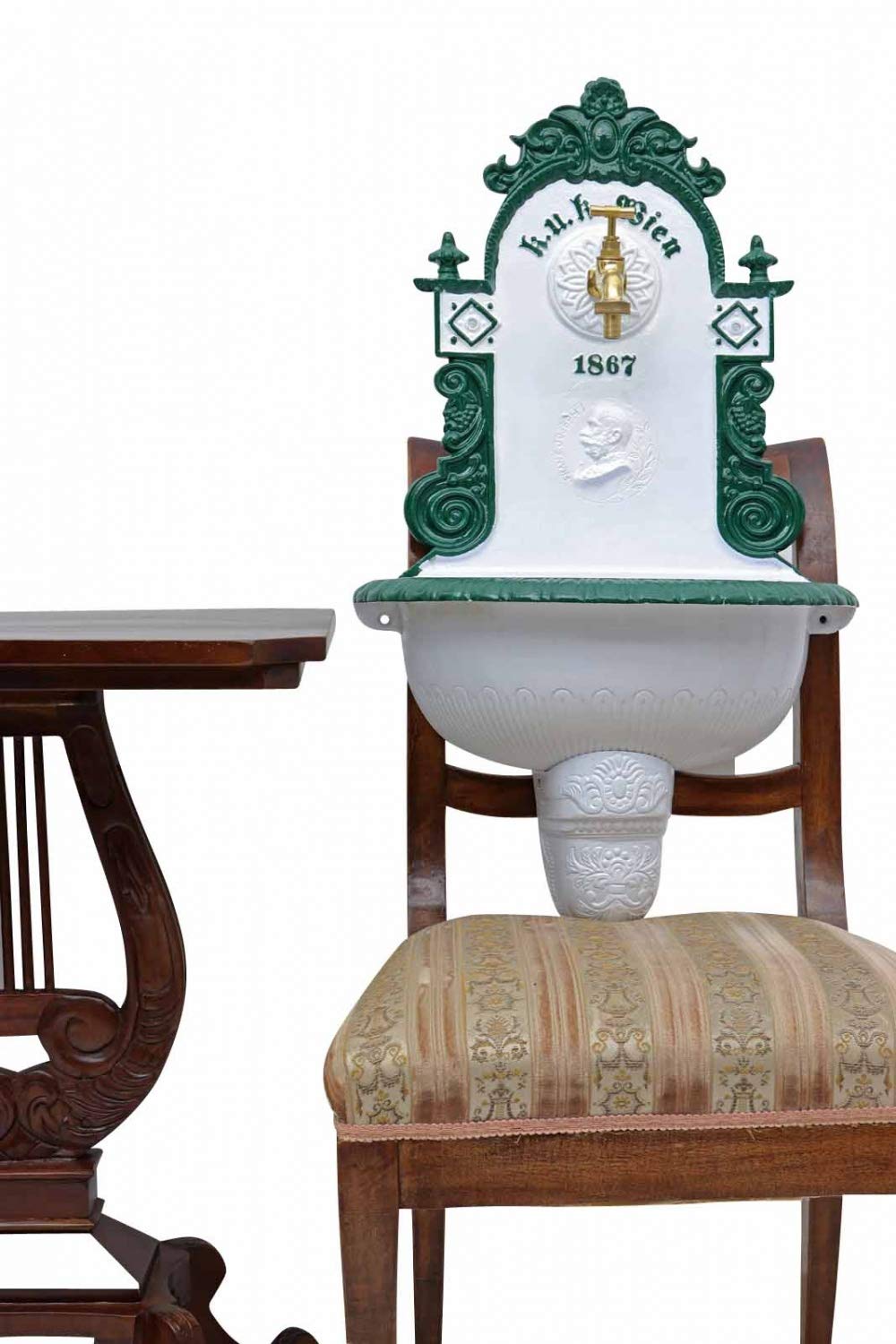 aubaho Brunnen 72cm Wandbrunnen Alu Waschbecken im Nostalgie Antik-Stil Kaiser Wien