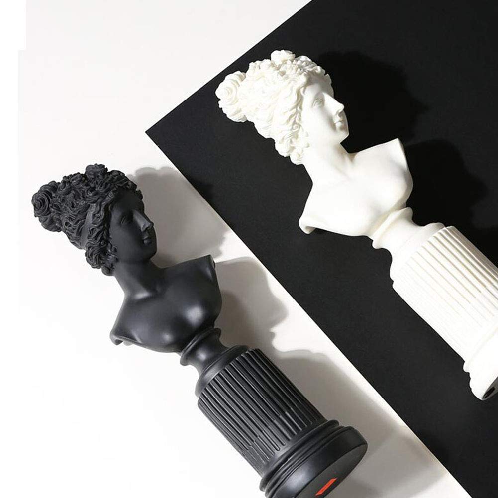 Escultura De Busto,Estatua Griega Clásica Estatuilla De Resina Arte Decoración del Hogar para Boda Fiesta Artesanía SPA Meditación Adornos-blancob 45x18x12cm(18x7x5inch) Regalo Novedad