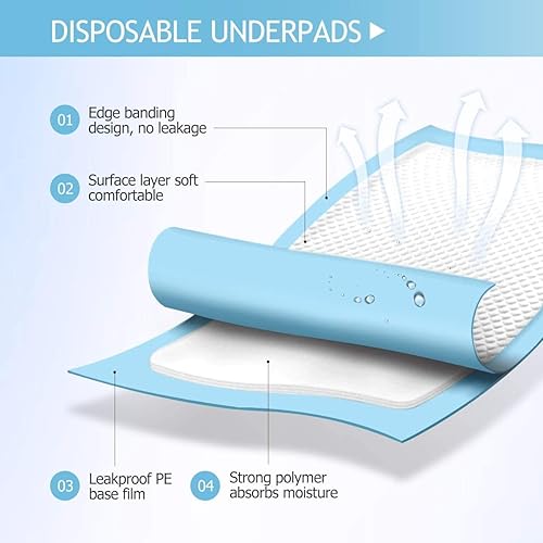 Miniatura 3 de 50 almohadillas desechables para cama de incontinencia de 24 x 36 pulgadas, almohadillas desechables ultra absorbentes, impermeables, protección de