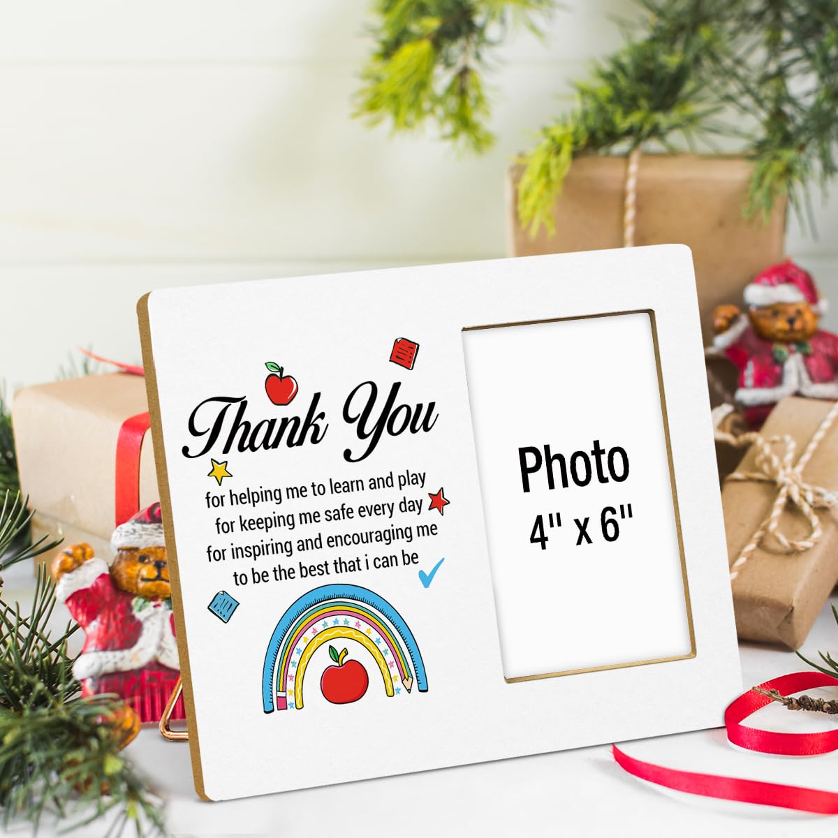 Cornice portafoto in legno, regalo di ringraziamento per insegnanti da studenti, regalo di apprezzamento per insegnanti di asilo nido, per donne e uomini, foto da 10 x 15 cm