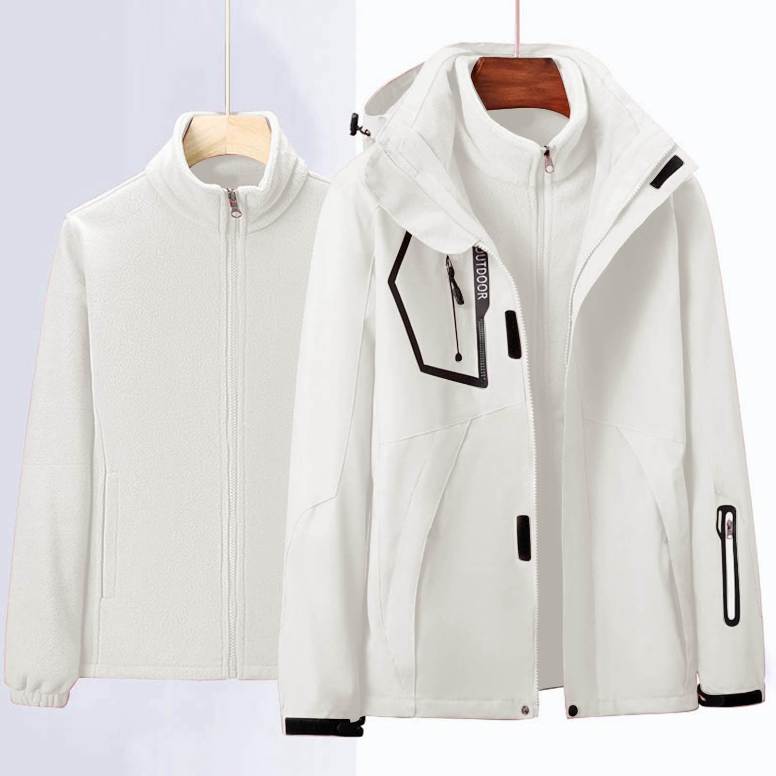 Generisch Regenjacke DüNn Zweiteilige Schnee-Outdoorjacke für Damen winddichter Wintermantel mit abnehmbarer