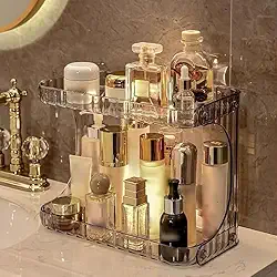 Organizador Multiuso Prateleira 2 Andares Maquiagem Cosméticos Makes Banheiro Cozinha Acrílico Case Quarto Penteadeira Premium