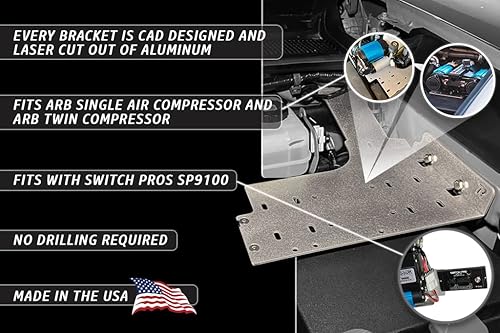 Miniatura 5 de Rago Fabrication Soporte de compresor de aire para Toyota Tacoma 2016-2023 de 3 generación  Fabricado en los Estados Unidos  Compatible con
