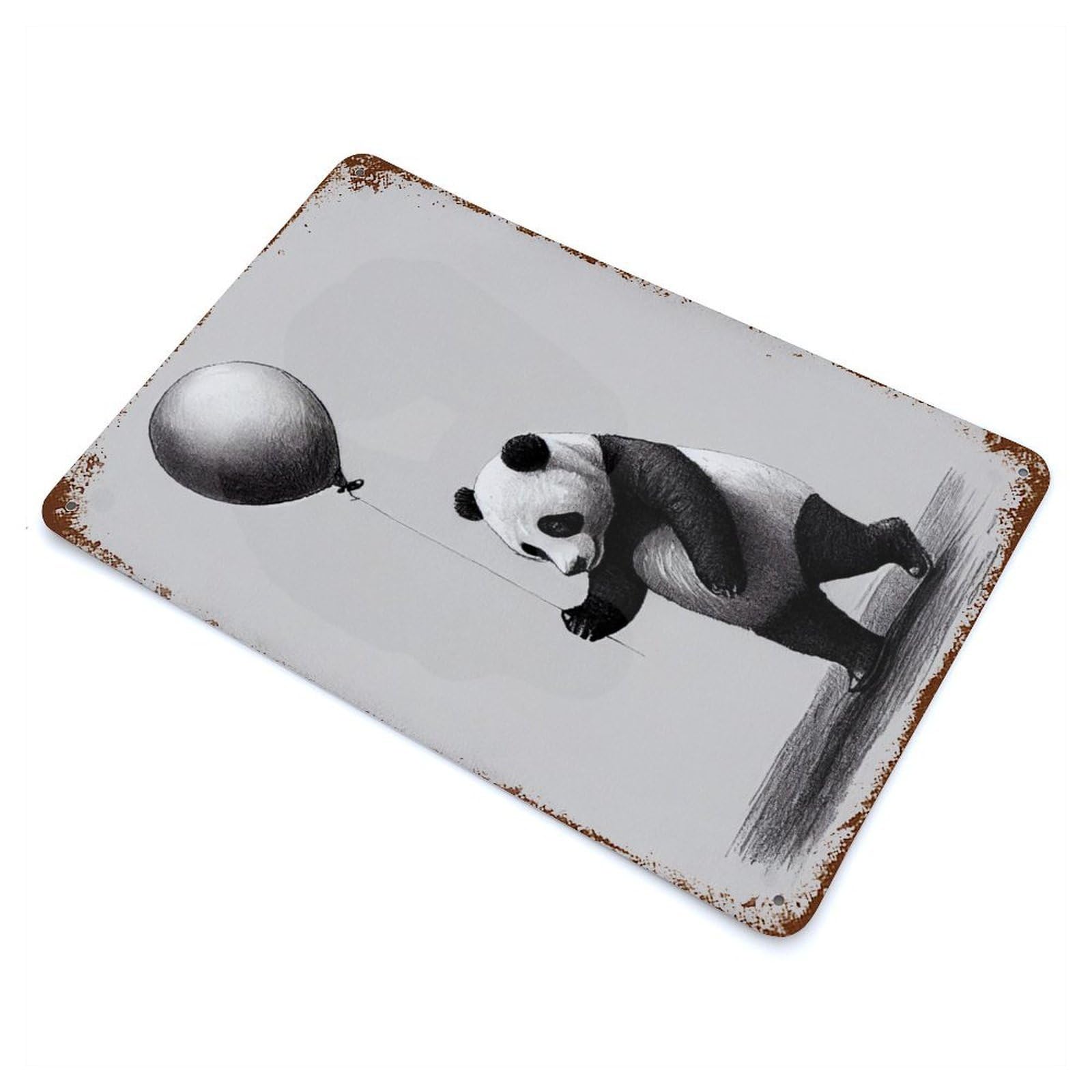 Panda Balloon Retro Metal Sign 11.8"x7.9", for Pub, Kitchen And Man Cave Decor, Retro Wall Decor